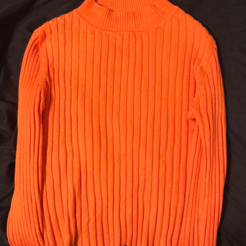 Orange turtleneck ribbed cropped